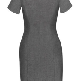 The Biz Corporates Womens Short Sleeve Dress- Textured is 63% Polyester 33% Viscose and 4% Elastane dress. Available in Grey. Sizes 4-22.
