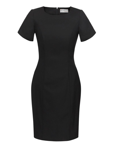 The Biz Corporates Womens Short Sleeve Dress- Wool is 63% Polyester 33% Viscose and 4% Elastane dress. Available in 3 colours. Sizes 4-22.