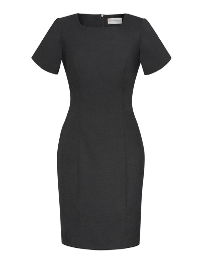 The Biz Corporates Womens Short Sleeve Dress- Wool is 63% Polyester 33% Viscose and 4% Elastane dress. Available in 3 colours. Sizes 4-22.