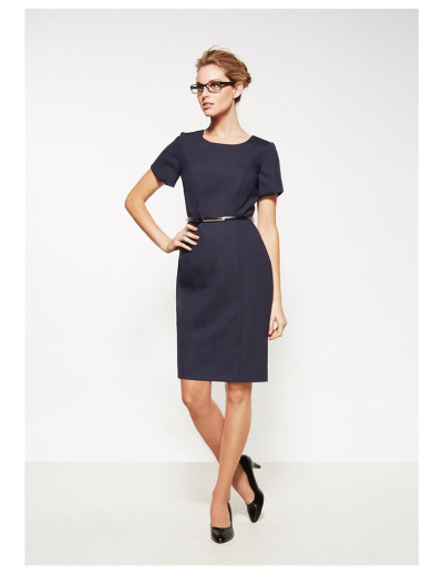 Biz-Corporates-Womens-Short-Sleeve-Dress-Wool-34012 The Biz Corporates Womens Short Sleeve Dress- Wool is 63% Polyester 33% Viscose and 4% Elastane dress. Available in 3 colours. Sizes 4-22.