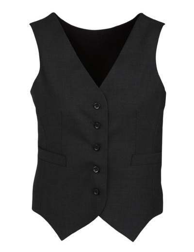 The Biz Corporates Womens Peaked Vest Knitted Back- Wool is a 55% Polyester, 43% Wool, 2% Elastane vest. Available in Black. Sizes 4-26.