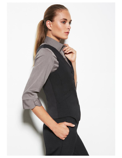 Biz-Corporates-Womens-Peaked-Vest-Knitted-Back-Wool-54011 The Biz Corporates Womens Peaked Vest Knitted Back- Wool is a 55% Polyester, 43% Wool, 2% Elastane vest. Available in Black. Sizes 4-26.