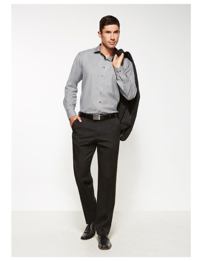 The Biz Corporates Men Flat Front Pant Regular is a cool stretch pant  made of 92% Polyester 8% Bamboo Charcoal. Available in 3 colours. Sizes 77R-102R