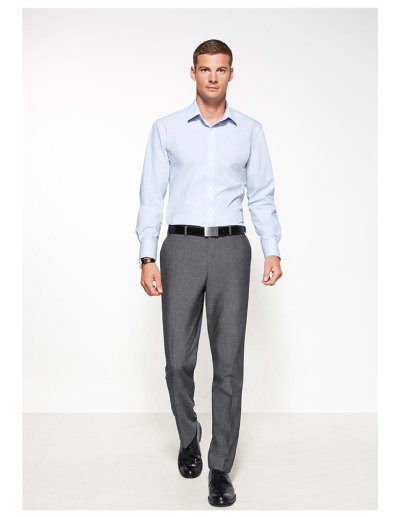 The Biz Corporates Mens Slimline Pant is a textured pant made of 63% Polyester, 33% Viscose and 4% Elastane. Available in Grey. Sizes 77R-112R.