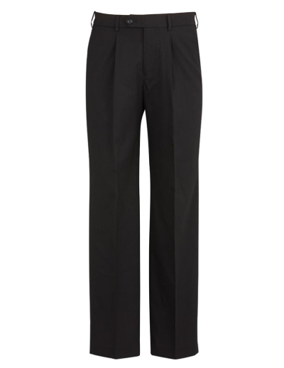 The Biz Corporates Mens One Pleat Pant Regular is a warm wool blend pant  made of 55% Polyester, 43% Wool, 2% Elastane. Available in 3 colours. Sizes 77R-122R.