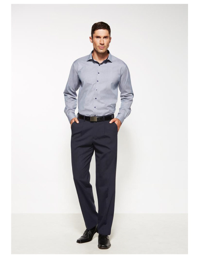 The Biz Corporates Mens One Pleat Pant Regular is a warm wool blend pant  made of 55% Polyester, 43% Wool, 2% Elastane. Available in 3 colours. Sizes 77R-122R.