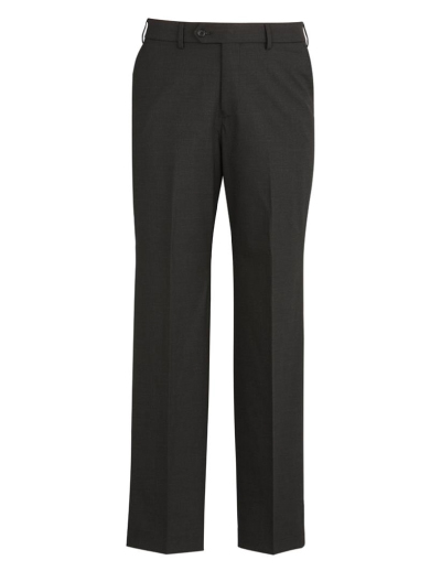 The Biz Corporates Men Flat Front Pant Regular is a wool blend made of 55% Polyester, 43% Wool, 2% Elastane Available in 3 colours. Sizes 77R-122R.