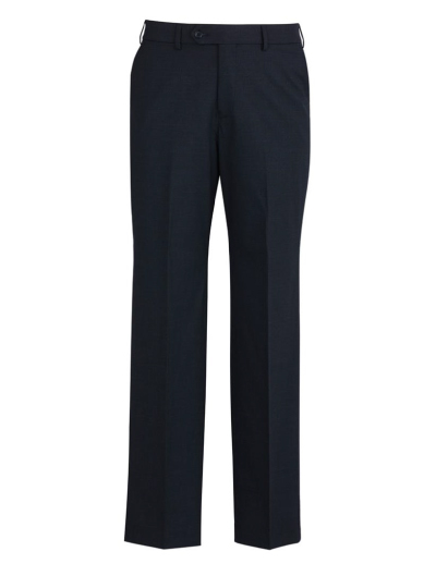 The Biz Corporates Men Flat Front Pant Regular is a wool blend made of 55% Polyester, 43% Wool, 2% Elastane Available in 3 colours. Sizes 77R-122R.