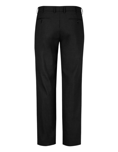 The Biz Corporates Men Flat Front Pant Regular is a wool blend made of 55% Polyester, 43% Wool, 2% Elastane Available in 3 colours. Sizes 77R-122R.