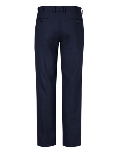 The Biz Corporates Men Flat Front Pant Regular is a wool blend made of 55% Polyester, 43% Wool, 2% Elastane Available in 3 colours. Sizes 77R-122R.