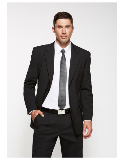 The Biz Corporates Mens 2 Button Jacket is a warm wool blend jacket made of 55% Polyester, 43% Wool, 2% Elastane. Available in 3 colours. Sizes 87R - 142R.