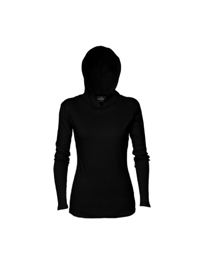 TSH Aurora Womens Lightweight Hoodie - Black The Aurora Womens Lightweight Hoodie is a 200gsm, 100% cotton hoodie. Great for Summer. Available in Black. Sizes 8 - 18. Great summer branded hoodies.