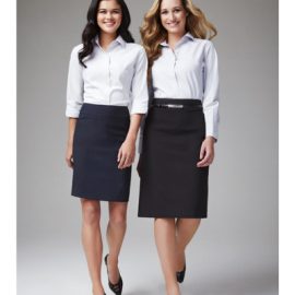 The Biz Collection Ladies Classic Knee Length Skirt is a relaxed fit, single black inverted pleat skirt.  3 colours.  Great office workwear from Biz Collection.