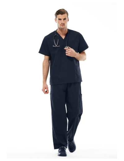 The Biz Collection Unisex Classic Scrubs Top is made from 65% Polyester and 35% cotton.  It is an easy fit and has two lower front pockets. 6 colours.