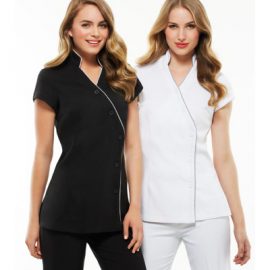 The Biz Collection Ladies Zen Crossover Tunic is a 97% polyester tunic.  In 4 colours.  6 - 20.  Great branded beauty or health uniforms.