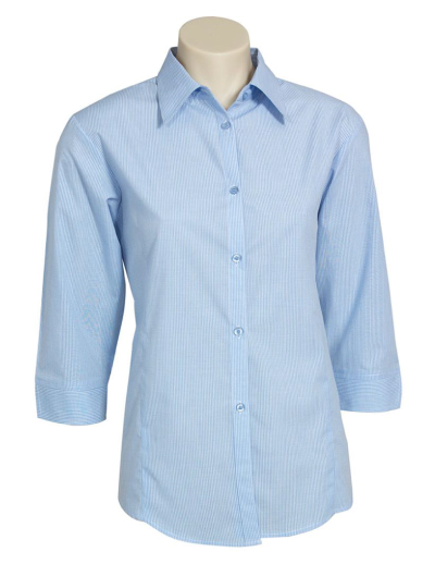 The Biz Collection Ladies Micro Check 3/4 Sleeve Shirt is a semi fitted, 50% cotton 3/4 sleeve shirt.  Great branded work shirts from Biz Collection.