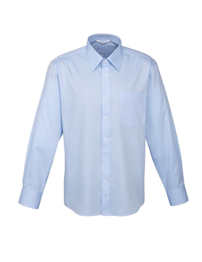 The Biz Collection Mens Luxe Long Sleeve Shirt is a 100% Cotton mini herringbone fabric.  Available in white & blue.  SizesS-5XL.  