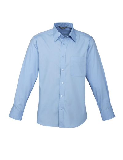 The Biz Collection Mens Base Long Sleeve Shirt is 65% Polyester, 35% cotton. Available in white & blue. Sizes XS-5XL.