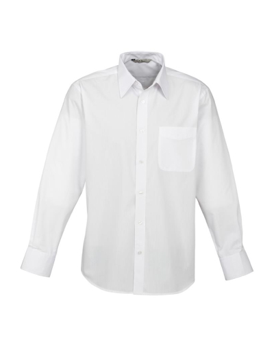The Biz Collection Mens Base Long Sleeve Shirt is 65% Polyester, 35% cotton. Available in white & blue. Sizes XS-5XL.