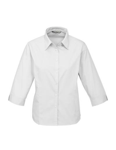 The Biz Collection Ladies Base 3/4 Sleeve Shirt is 65% Polyester, 35% cotton. A semi-fitted shirt.  Available in 3 colours. Sizes 6-24.