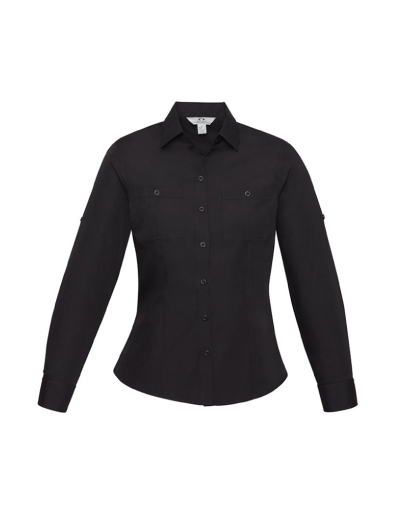 The Biz Collection Ladies Bondi Long Sleeve Shirt is 65% Polyester, 35% cotton. A semi-fitted shirt.  Available in 4 colours. Sizes 6-24.