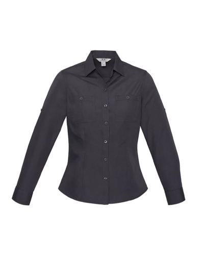 The Biz Collection Ladies Bondi Long Sleeve Shirt is 65% Polyester, 35% cotton. A semi-fitted shirt.  Available in 4 colours. Sizes 6-24.