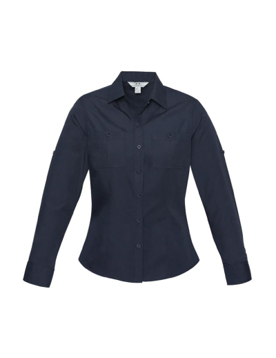 The Biz Collection Ladies Bondi Long Sleeve Shirt is 65% Polyester, 35% cotton. A semi-fitted shirt.  Available in 4 colours. Sizes 6-24.
