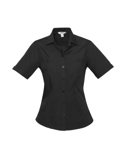 The Biz Collection Ladies Bondi Short Sleeve Shirt is 65% Polyester, 35% cotton. A semi fitted shirt. Available in 4 colours. Sizes 6-24.
