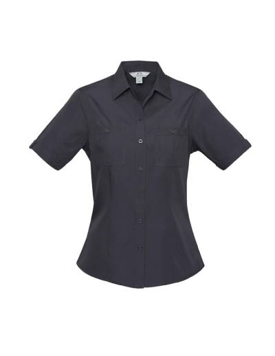 The Biz Collection Ladies Bondi Short Sleeve Shirt is 65% Polyester, 35% cotton. A semi fitted shirt. Available in 4 colours. Sizes 6-24.