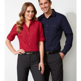 The Biz Collection Ladies Bondi Long Sleeve Shirt is 65% Polyester, 35% cotton. A semi-fitted shirt.  Available in 4 colours. Sizes 6-24.
