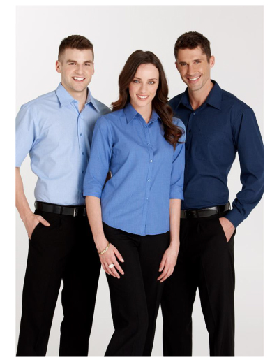 Biz Collection Mens Micro Check Long Sleeve Shirt