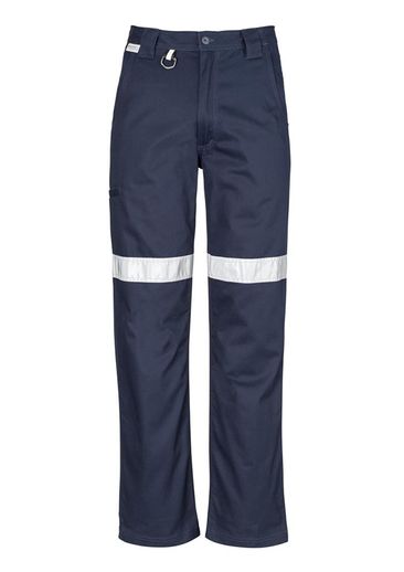 The Syzmik Mens Taped Utility Pant is a midweight cotton drill pant. Retroreflective tape. Navy or Black. Great workwear from Syzmik.