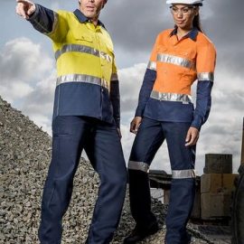 The Syzmik Mens Hi Vis Spliced Industrial Shirt is a hoop taped cotton twill hi vis shirt.  S - 7XL.  2 colours.  Great branded Syzmik workwear.