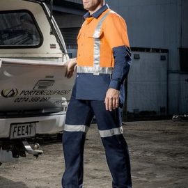 The Syzmik Mens Hi Vis Spliced Industrial Shirt is a 170gsm cotton twill shirt.  Shoulder taped.  S - 7XL.  Great Syzmik branded hi vis workwear.
