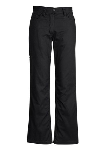 The Syzmik Womens Plain Utility Pant is a 100% 280gsm mid weight cotton drill pant. Navy or Black. Great womens Syzmik workwear.