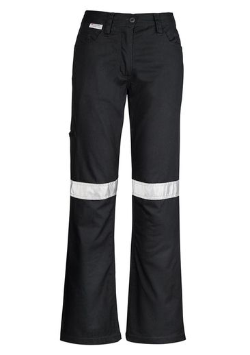 The Syzmik Womens Taped Utility Pant is a 280gsm midweight cotton drill pant with retroreflective tape.  Navy or Black.  Great Syzmik workwear.