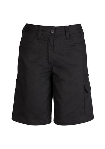 The Syzmik Womens Plain Utility Short is a 280gsm mid weight cotton drill short.  Navy, Charcoal or Black.  Great Womens workwear from Syzmik.