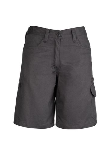 The Syzmik Womens Plain Utility Short is a 280gsm mid weight cotton drill short.  Navy, Charcoal or Black.  Great Womens workwear from Syzmik.