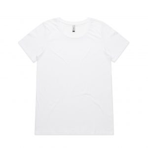 The AS Colour Shallow Scoop Tee is a 150GSM 100% cotton tee.. Available in 4 colours. Sizes XS - XL. Great branded printed women's tees.