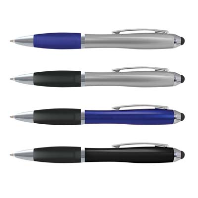 The Trends Vistro Stylus pen is a twist action plastic & metal ball pen. 4 colours. Great branded practical promotional pen product.