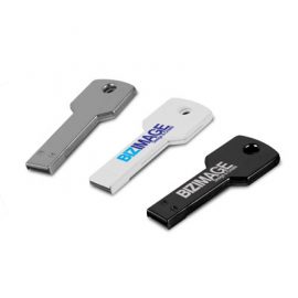 The Trends Collection Flash Key USB 4GB Drive is a key shaped flash drive with 4gb of memory.  In Silver, White & Black.  Great branded promo product.
