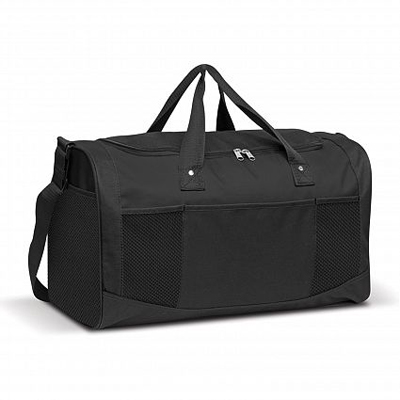 The Trends Collection Quest Duffle Bag is made from 600D polyester.  In 8 colours.  Multiple branding.  Great branded duffle bag for sports & sponsorship.