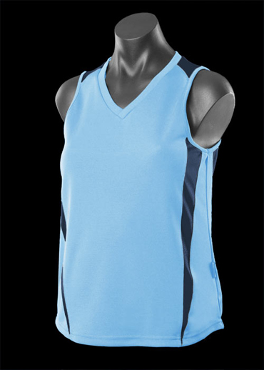 The Aussie Pacific Ladies Eureka Singlet is made from 100% driwear polyester moisture removal material.  16 colours.  Great branded singlets & sportswear.