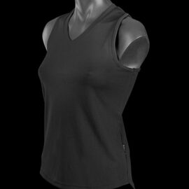 The Aussie Pacific Ladies Botany Singlet is made from 100% polyester moisture removal material.  In Black, White & Navy.  Great branded singlets & sportswear.