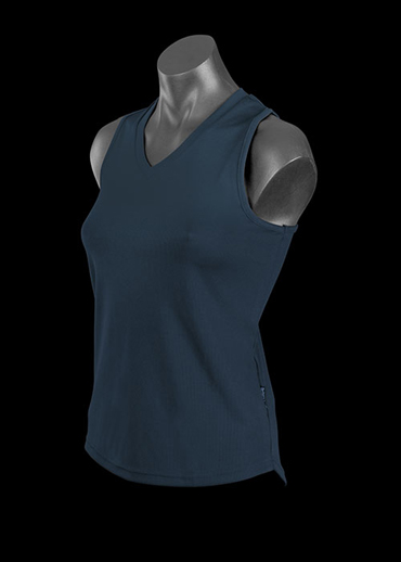 The Aussie Pacific Ladies Botany Singlet is made from 100% polyester moisture removal material. In Black, White & Navy. Great branded singlets & sportswear.