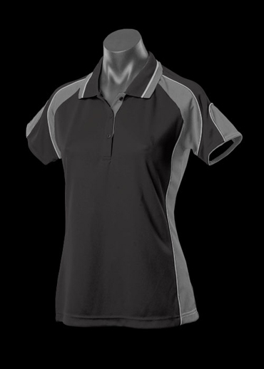The Aussie Pacific Ladies Murray Polo shirts are made from 100% driwear polyester moisture removal material.  In 14 colours.  Great branded polos & sportswear.