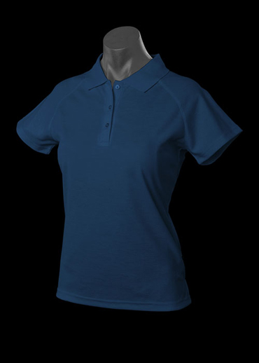 The Aussie Pacific Ladies Keira Polo is made from Driwear 180gm 80% polyester & 20% cotton, moisture removal fabric. 5 colours. Great branded polos & sportswear.