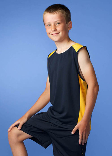 ks3101 Aussie Pacific Kids Premier Singlet The Aussie Pacific Kids Premier Singlet is made from 100% Driwear polyester moisture removal fabric. 17 colours. Great branded singlets & sportswear.