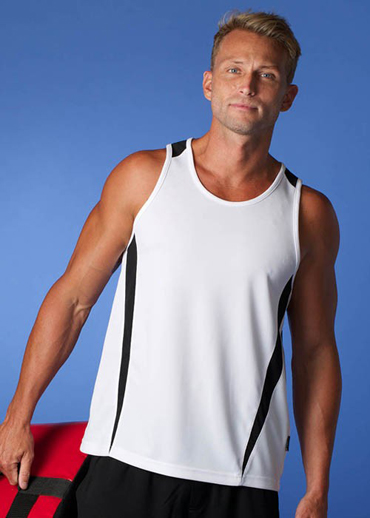 The Aussie Pacific Mens Eureka Singlet is made from polyester moisture removal material.  In 18 colours.  Great branded singlets & sportswear.