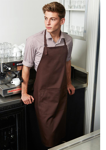 ba95 Biz Collection Bib Apron The Biz Collection Bib Apron is made from 65% polyester, 35% cotton twill. Adjustable neck strap. Large front pocket. Available in 11 colours. Great branded aprons.